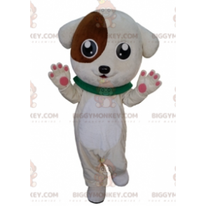 Cute and Soft White and Brown Puppy BIGGYMONKEY™ Mascot Costume