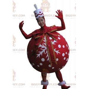 Disfraz de mascota BIGGYMONKEY™ Bola de árbol de Navidad roja