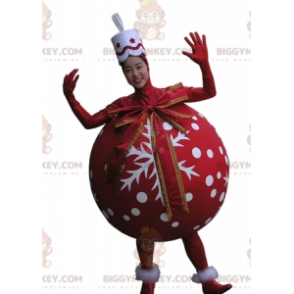 Obří kostým s maskotem BIGGYMONKEY™ s červeným vánočním stromem