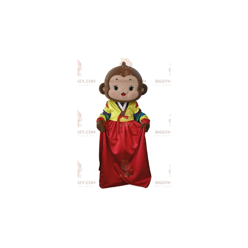 Costume de mascotte BIGGYMONKEY™ de singe marron avec une robe