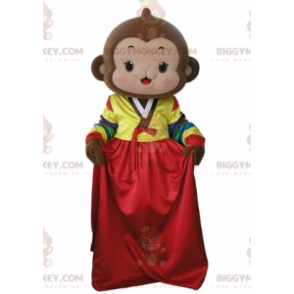 Costume mascotte BIGGYMONKEY™ scimmia marrone con vestito