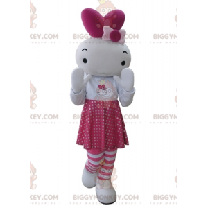 Vaaleanpunainen ja valkoinen kaninukke BIGGYMONKEY™ maskottiasu
