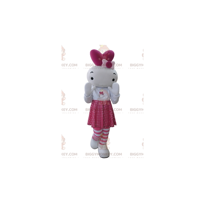 Costume de mascotte BIGGYMONKEY™ de poupon de lapin rose et