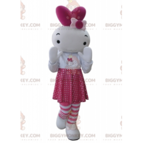 BIGGYMONKEY™ Maskottchen-Kostüm für rosa und weiße Hasenpuppe -