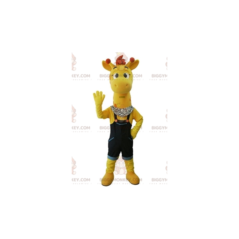 Costume de mascotte BIGGYMONKEY™ de girafe jaune avec une
