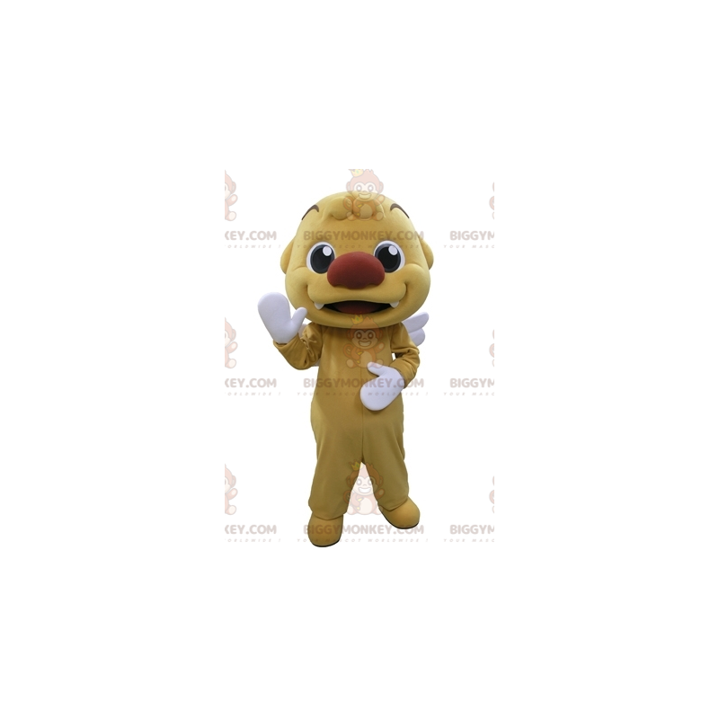 Traje de mascote BIGGYMONKEY™ Homem amarelo muito sorridente