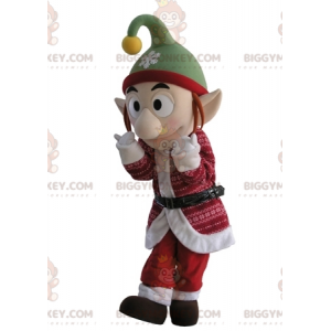 BIGGYMONKEY™ Elfmascottekostuum in kerstoutfit met puntige oren