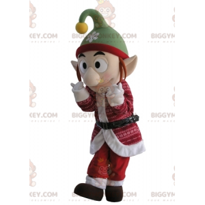 Costume de mascotte BIGGYMONKEY™ de lutin en tenue de Noël avec