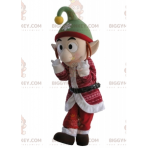 BIGGYMONKEY™ tomtemaskotdräkt i juloutfit med spetsiga öron -