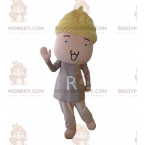 BIGGYMONKEY™ Costume da mascotte Bambola rosa con capelli