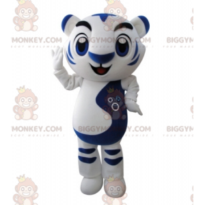 Costume de mascotte BIGGYMONKEY™ de tigre blanc et bleu très