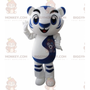 Costume de mascotte BIGGYMONKEY™ de tigre blanc et bleu très