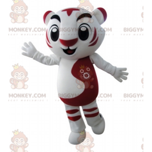 Traje de mascote BIGGYMONKEY™ de tigre branco e vermelho de