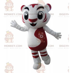 Zeer succesvol BIGGYMONKEY™-mascottekostuum met witte en rode