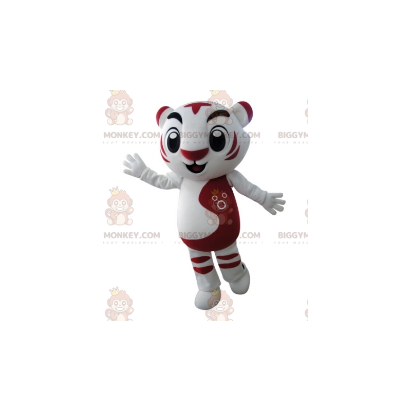 Very Successful White and Red Tiger BIGGYMONKEY™ Mascot Costume