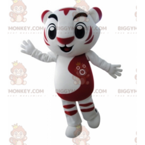 Traje de mascote BIGGYMONKEY™ de tigre branco e vermelho de