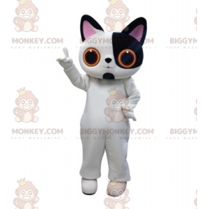 Big Eyes witte en zwarte kat BIGGYMONKEY™ mascottekostuum -