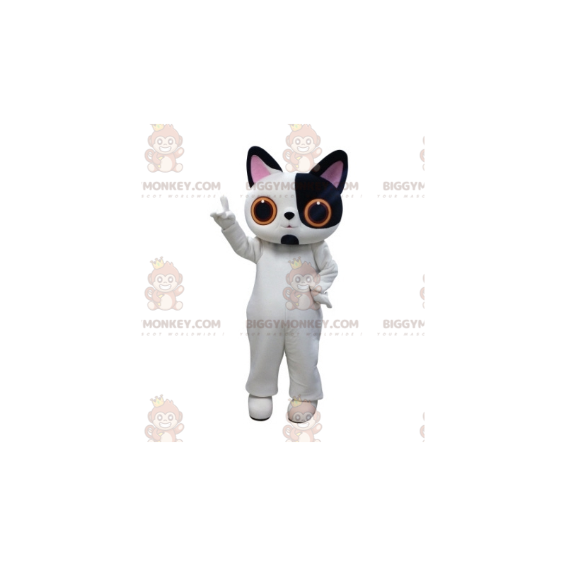 Big Eyes witte en zwarte kat BIGGYMONKEY™ mascottekostuum -