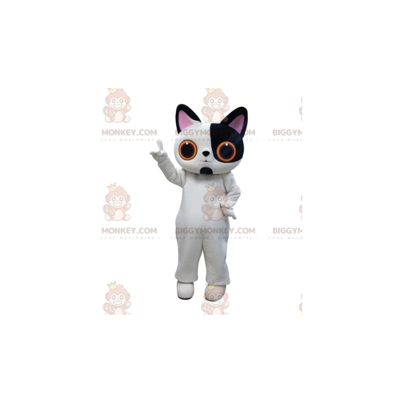Costume de mascotte BIGGYMONKEY™ de chat blanc et noir avec de