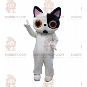 Costume de mascotte BIGGYMONKEY™ de chat blanc et noir avec de