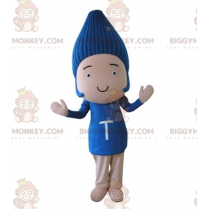 Babydukke BIGGYMONKEY™ maskotkostume med blåt hår -