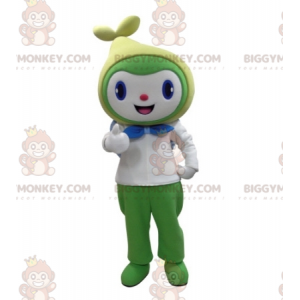 Costume de mascotte BIGGYMONKEY™ de bonhomme souriant vert et