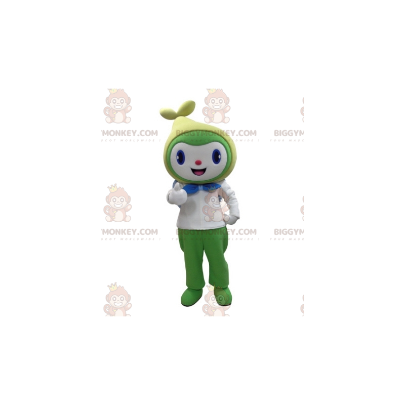 Costume da mascotte Pupazzo di neve sorridente verde e bianco