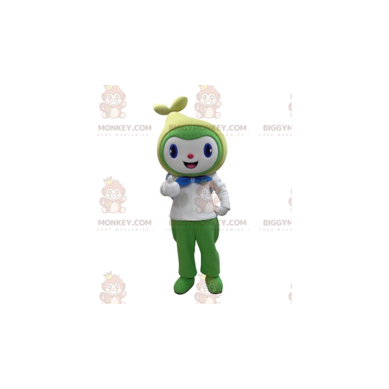 Green and White Smiling Snowman BIGGYMONKEY™ Mascot Costume -