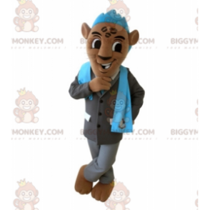 Καφέ Τίγρης BIGGYMONKEY™ Μασκότ στολή με κοστούμι και μπλε