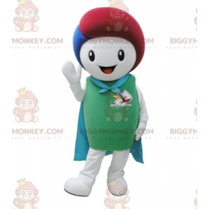 BIGGYMONKEY™ White and Green Snowman Mascot Costume with Cape -