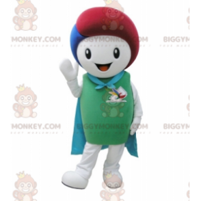 Kostým bílozeleného maskota sněhuláka BIGGYMONKEY™ s pláštěnkou