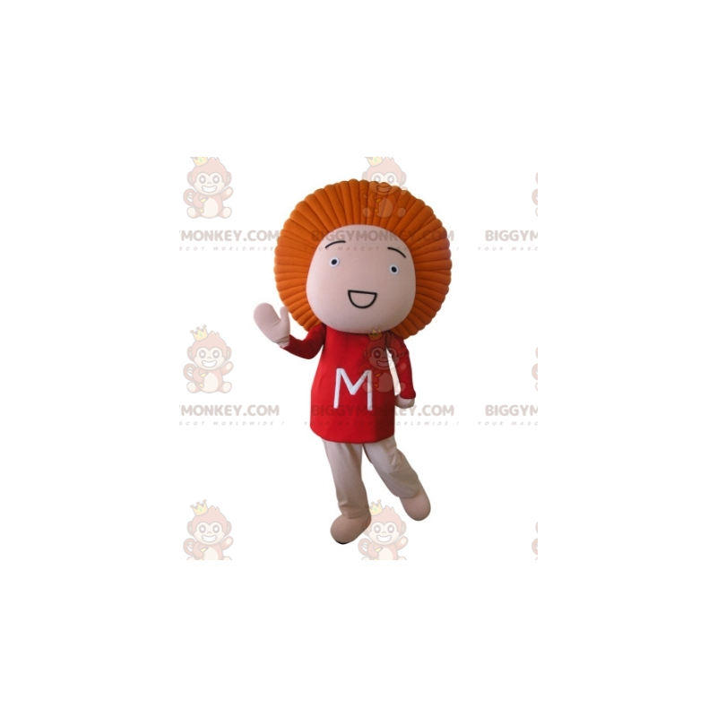 Babydukke BIGGYMONKEY™ maskotkostume med orange hår -