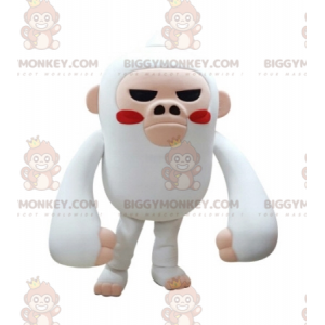 Costume de mascotte BIGGYMONKEY™ de singe blanc et rose à l'air