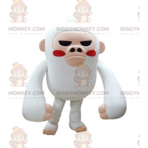 Fel uitziende witte en roze aap BIGGYMONKEY™ mascottekostuum -