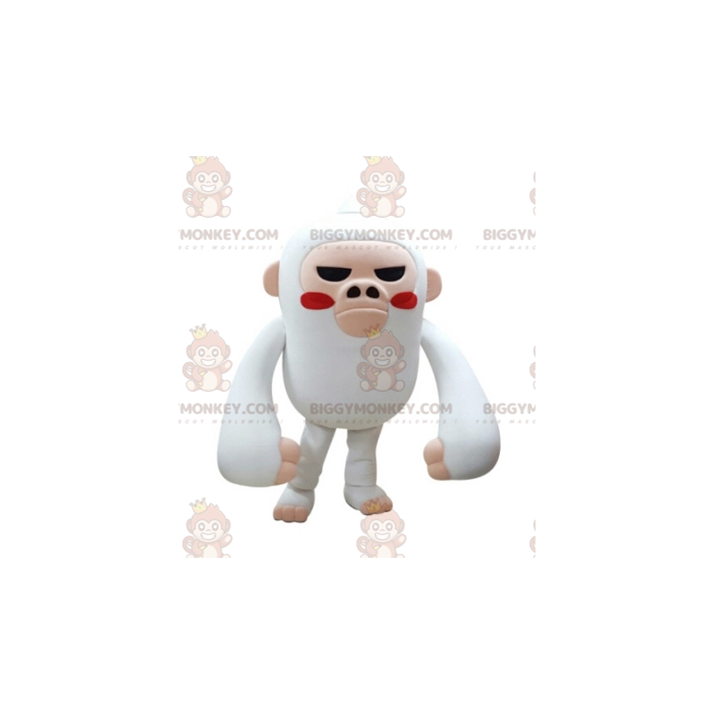 Costume de mascotte BIGGYMONKEY™ de singe blanc et rose à l'air