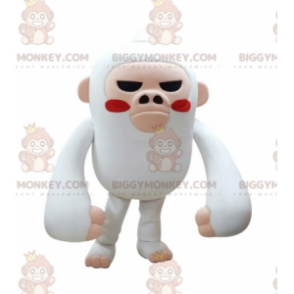 Κοστούμι μασκότ BIGGYMONKEY™ με λευκή και ροζ μαϊμού με έντονη
