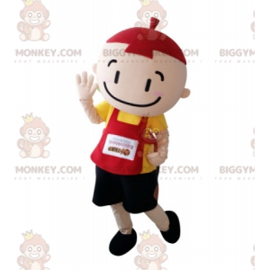 Farverig lille dreng BIGGYMONKEY™ maskotkostume med hagesmæk -