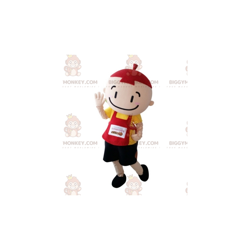 Colorful Little Boy BIGGYMONKEY™ Mascot Costume with Bib –
