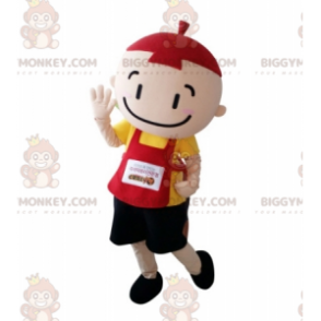 Colorful Little Boy BIGGYMONKEY™ Mascot Costume with Bib –