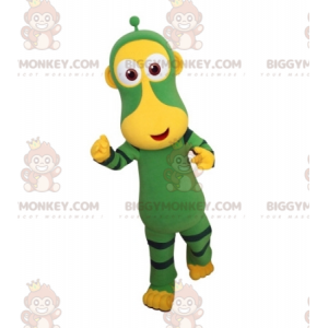 Groene en gele aap BIGGYMONKEY™ mascottekostuum. Futuristisch