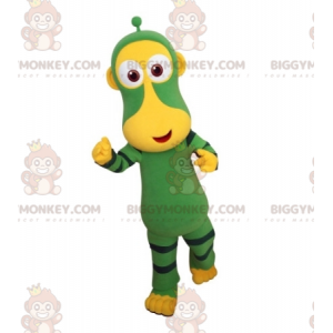 Grön och gul apa BIGGYMONKEY™ maskotdräkt. Futuristisk djur