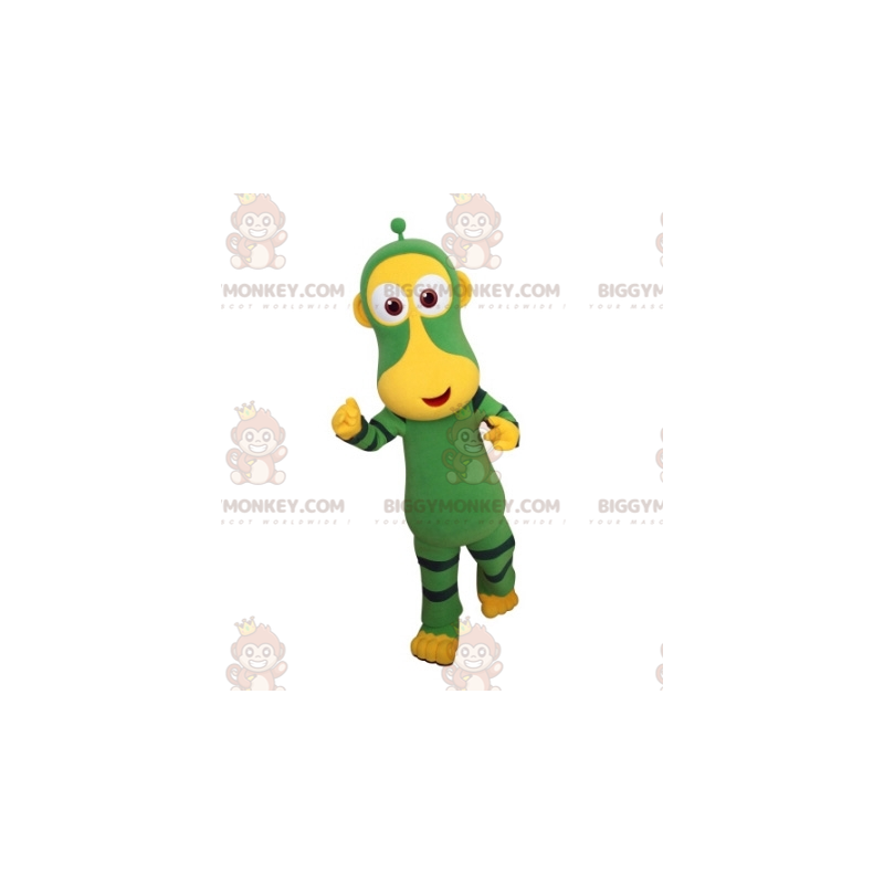 Costume de mascotte BIGGYMONKEY™ de singe vert et jaune.