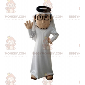 Bearded Sultan BIGGYMONKEY™ Mascot Costume with White Outfit