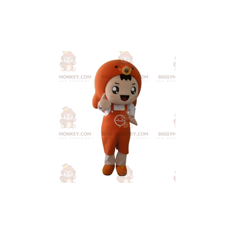 Kostium maskotka pomarańczowy chłopiec BIGGYMONKEY™ z fartuchem