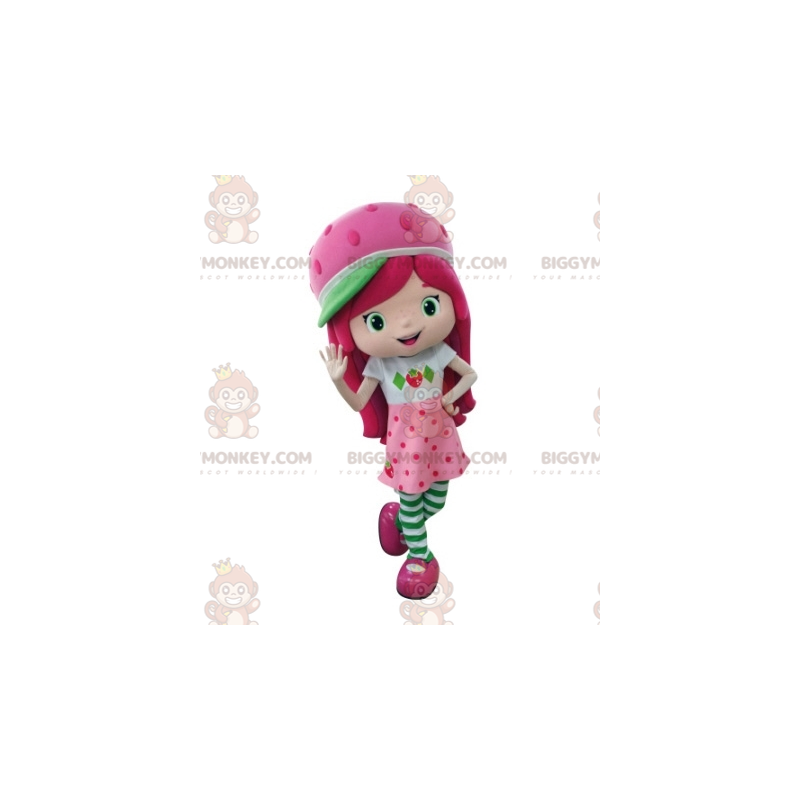 BIGGYMONKEY™ Strawberry Shortcake Famous Girl Rosa Mascot