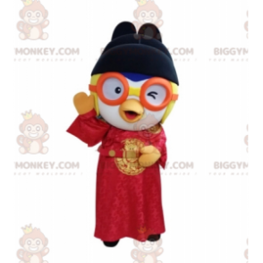 Vogel BIGGYMONKEY™ Aziatische mascottekostuum met bril -