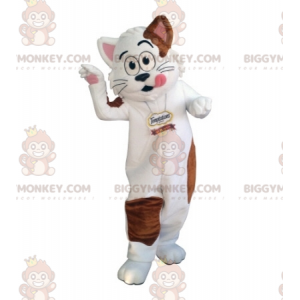 Costume da mascotte BIGGYMONKEY™ gatto bianco e marrone.