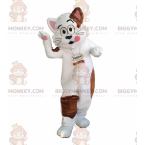 Costume de mascotte BIGGYMONKEY™ de chat blanc et marron.
