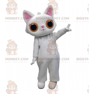 BIGGYMONKEY™ Disfraz de mascota gato blanco con grandes ojos