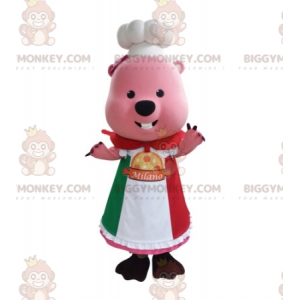 BIGGYMONKEY™ Pink Beaver -maskottiasu kokin asuun pukeutuneena